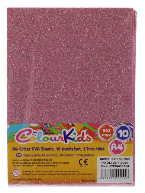 Art Craft CK COLI EVA gumata cu sclipici 1.7mm 10coli ROZ CK